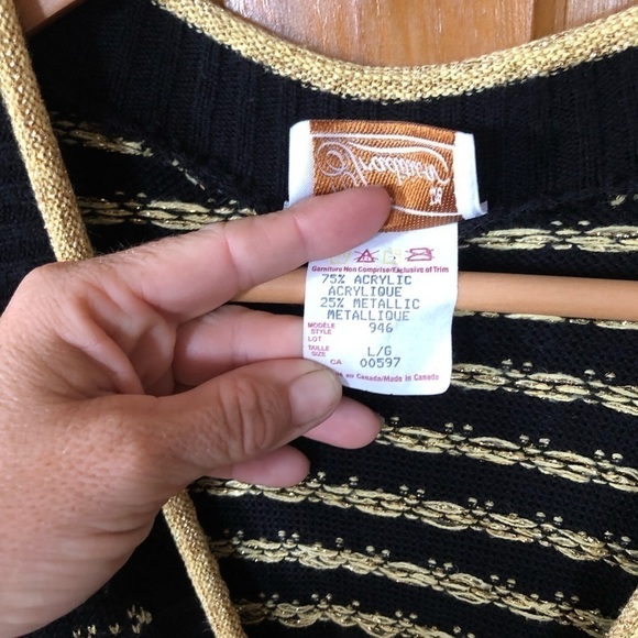Vtg Gold  and Black Cardigan - Picture 8 of 13